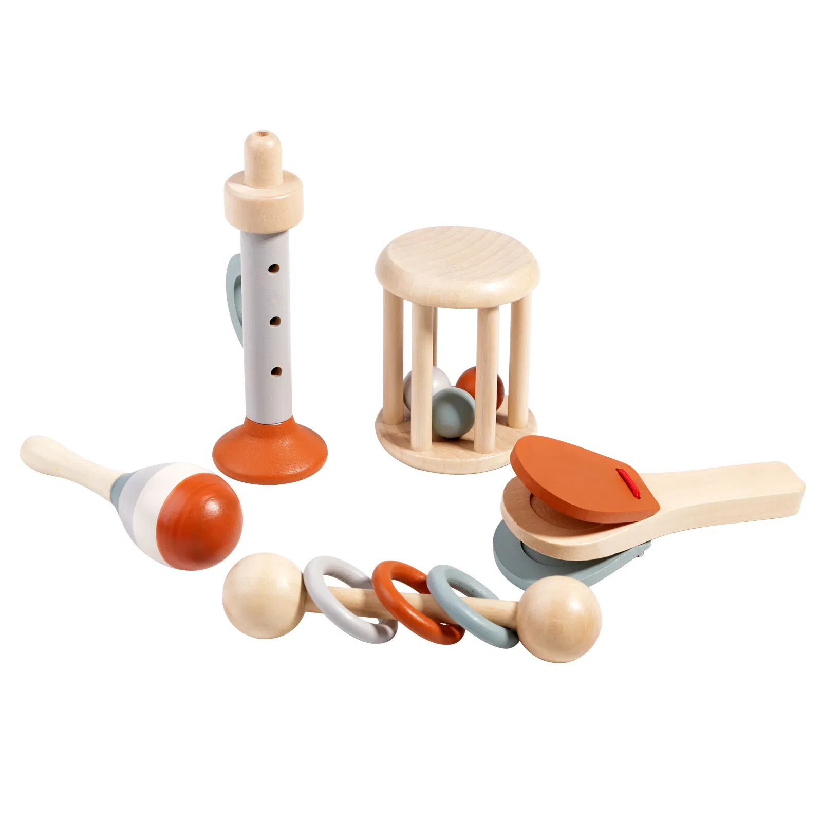 Orff Clapper Baby Handheld Bell Rattle Musical Instrument Infant Early Education Soothing Bed Bell Wooden Toy Wholesale