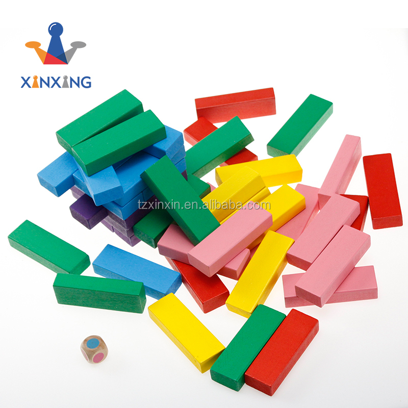 Mini Color Wooden Stacking Board Games Building Blocks for Kids Timber Tower Block Set Detail 3