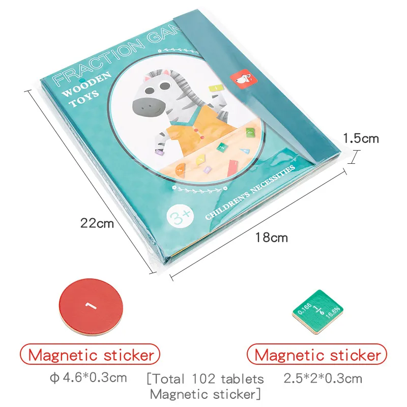 Wholesale Funny Board Game Early Education Puzzle Wooden Fraction Puzzle Magnetic Puzzle Book Kids Math Learning Toys