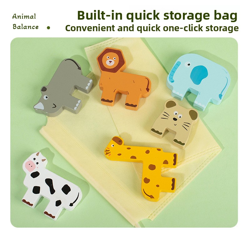 Cross-border Wooden Early Education Fun Animal Music Balance Stacking High Children's Educational Assembled Building Blocks Toy