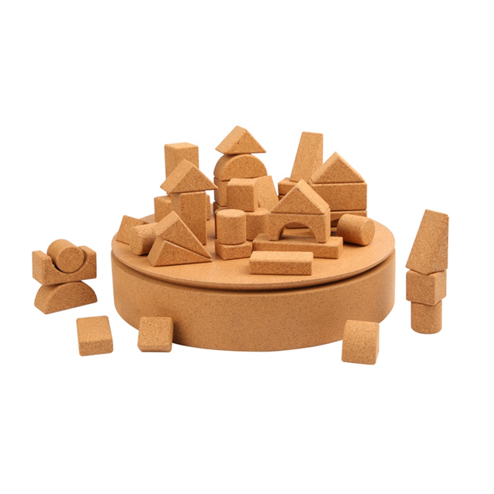 Promotional Toys Christmas Building Blocks Kids Natural Construct Toy Cork Stacking Building Block Sets