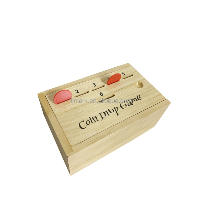 Wooden Coin Drop Game Set with Dice and Chips Educational Counting Math Game for Kids and Family