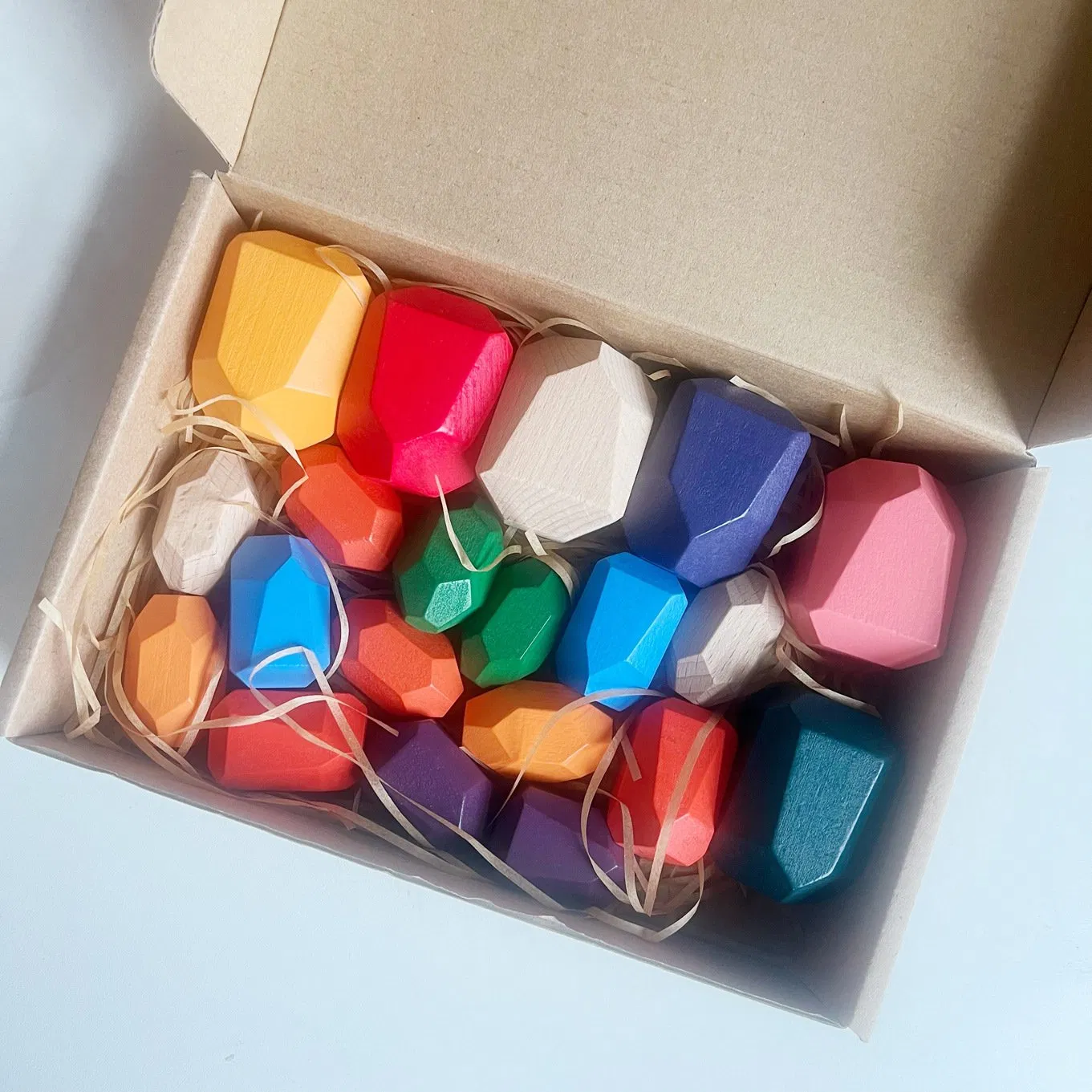 Wholesale Polular Kids Building Blocks Rainbow Sorting Stacking Rocks Balancing Wooden Stone Toys
