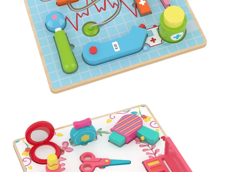 Wooden Toddler Role Play Puzzle Board, Montessori Educational Learning Toy