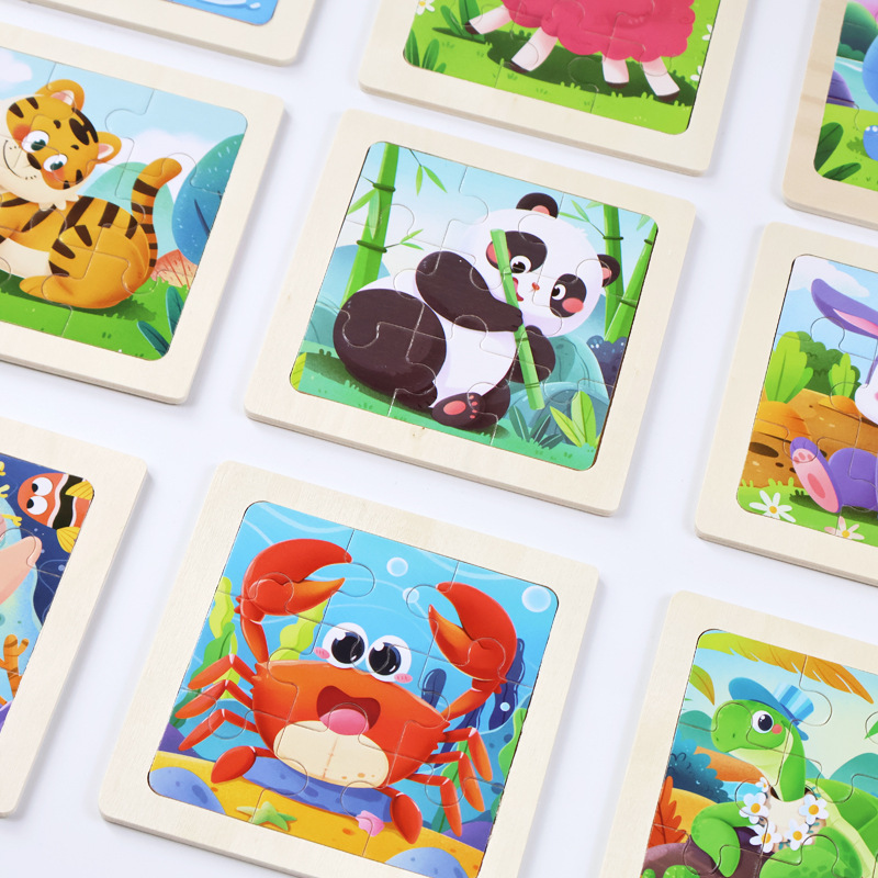 New Product Nine Small Wooden Puzzles Learning Toys Educational Learning Beech Wood Puzzle Boards Toy for Kids Boys &amp; Girls