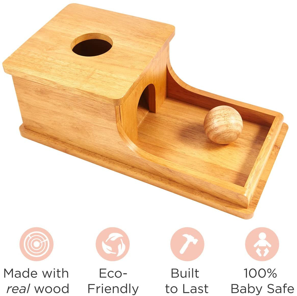 Sustainable hardwood Montessori box safety display