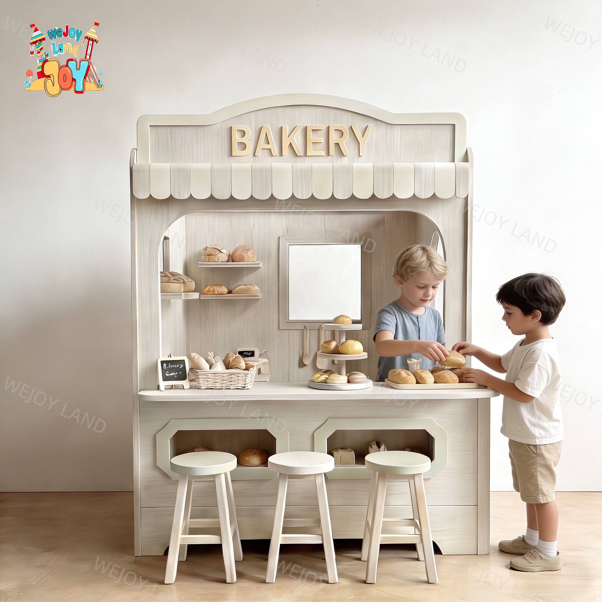 Customized Baby Wooden Pretend Bakery Colorful Playhouse Children Indoor Playground Equipment Kids Play for Play Coffee Shop