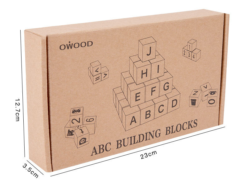 Large ABC Letter Number Building Blocks Eco-Friendly Beech Wood Infants' Cognitive Early Education Enlightenment Toy Square Icon