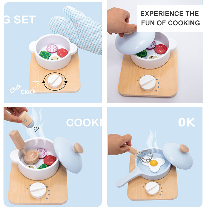Real Cooking Set for Kids Mini Simulation Wooden Play House Toy for Girls Pretend Food &amp; Role-Play Kitchen DIY Toy