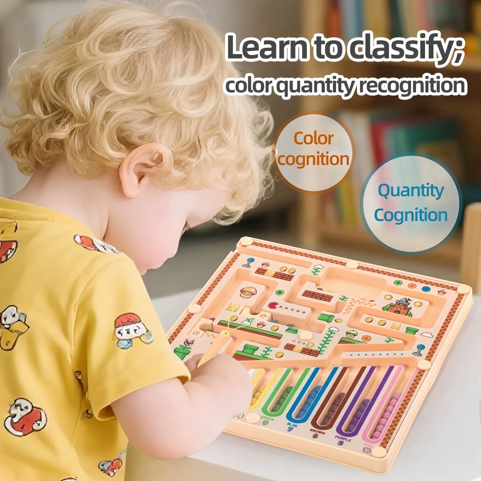 Wholesale Montessori Toys Magnetic Color and Number Maze Wooden Toys for Kids Children Wooden Puzzle Activity Board, Learning Educational Fine Motor Skills Toys