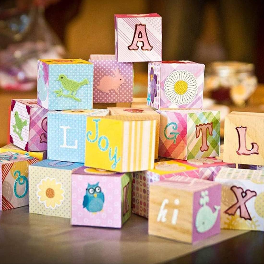 Solid Natural Kids Wooden Blocks for Diy Handicraft Square Pine Wood Puzzle Wooden Stacking Toy