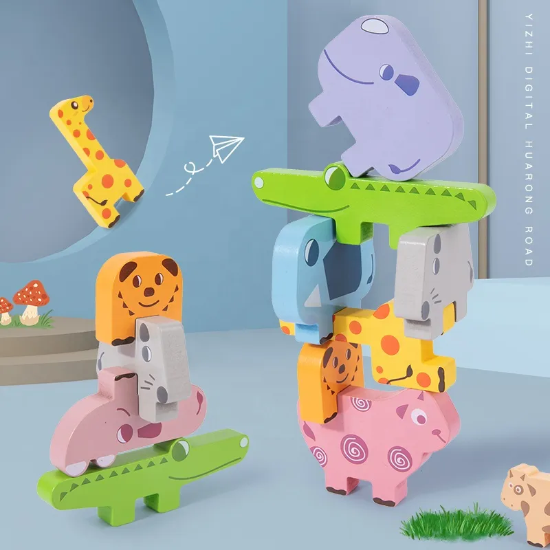 Kids Wooden Blocks Moon Shaped Balance Stacking Toys