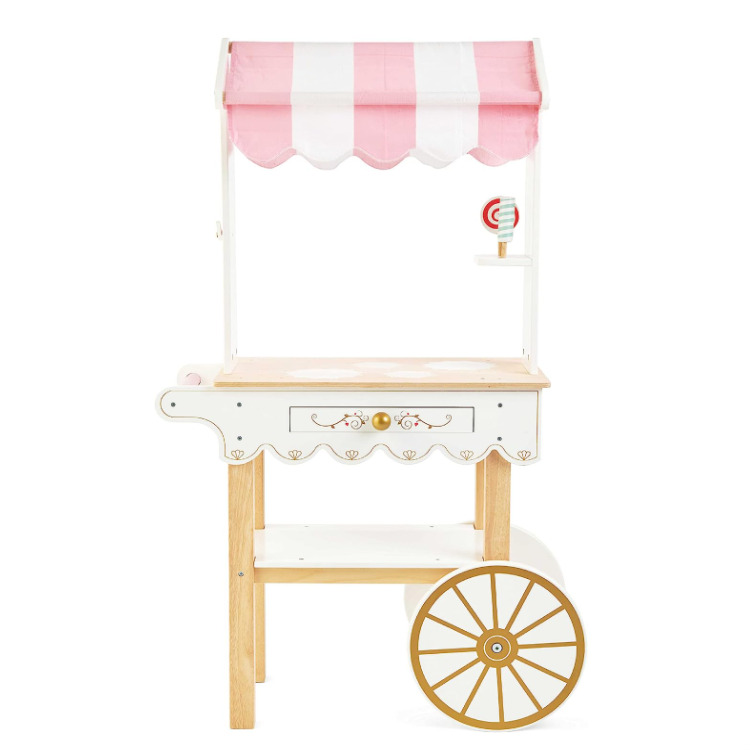 Customization Educational Wooden Toy Role Play Tea &amp; Treats Trolley Wooden Play Food Trolley