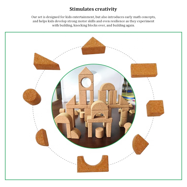 Promotional Toys Christmas Building Blocks Kids Natural Construct Toy Cork Stacking Building Block Sets