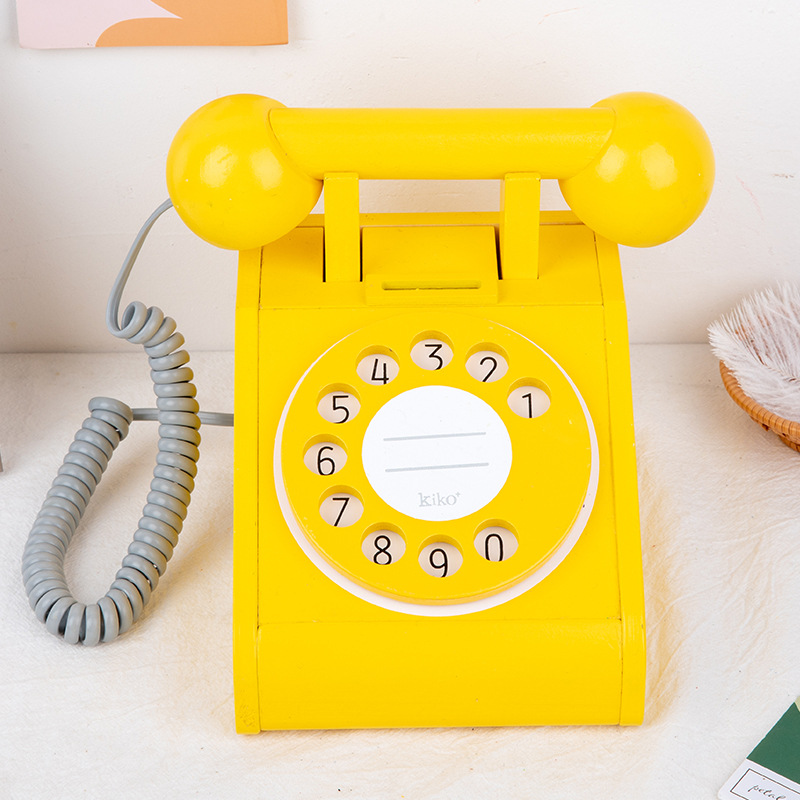Children's Early Education Vintage Birthday Gift Set Simulation Wooden Telephone Educational Role-playing Toys for Kids