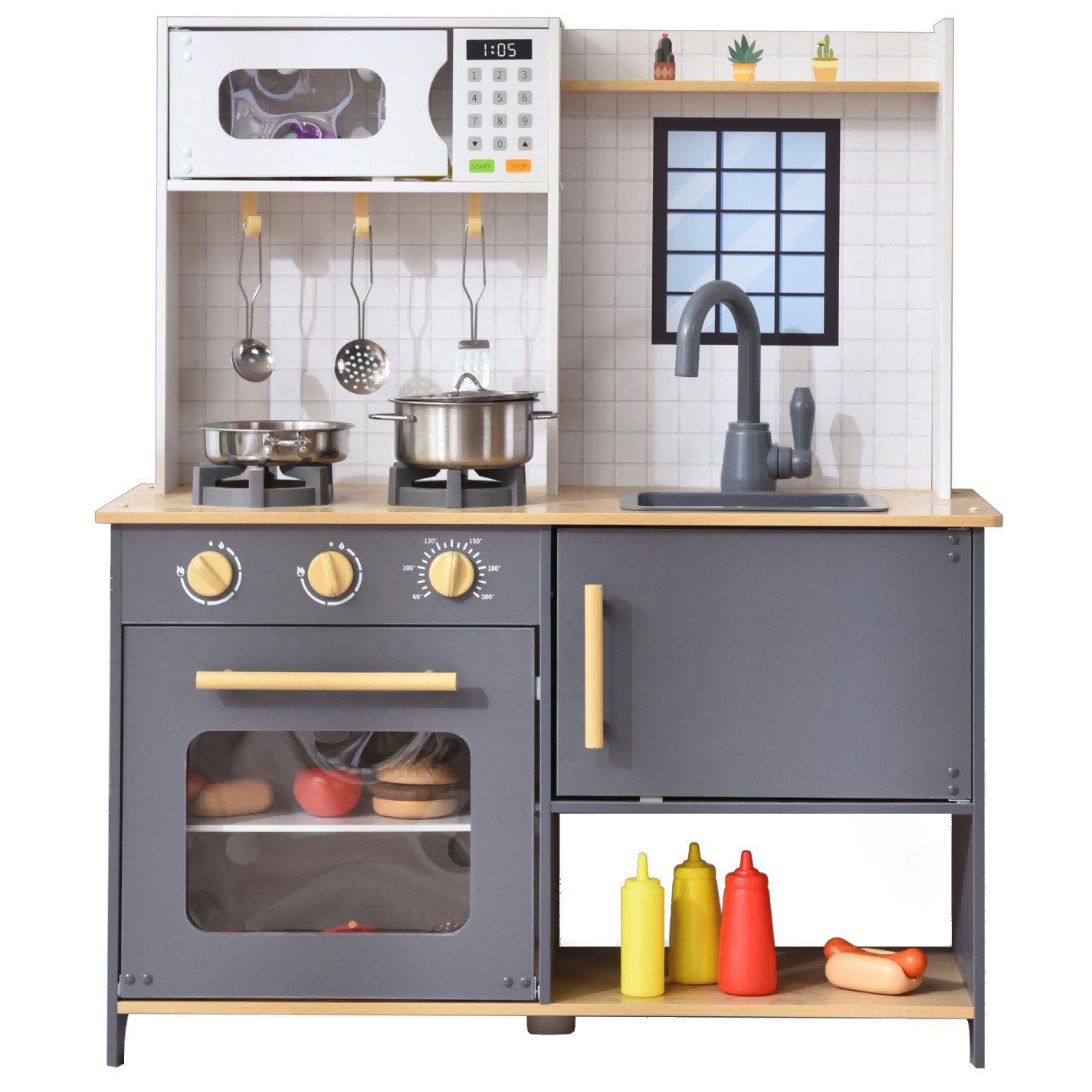 Gladswing Indoor Fun Activities Wooden Play Kitchen Set for Kids Pretend Toy Kitchen Girs and Boys Gift