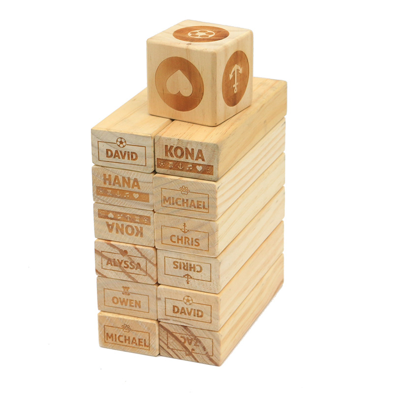 Factory Quality Customizable Packaged Wooden Stacking Tumbling Tower Building Blocks Game Board Puzzle Natural Color Party