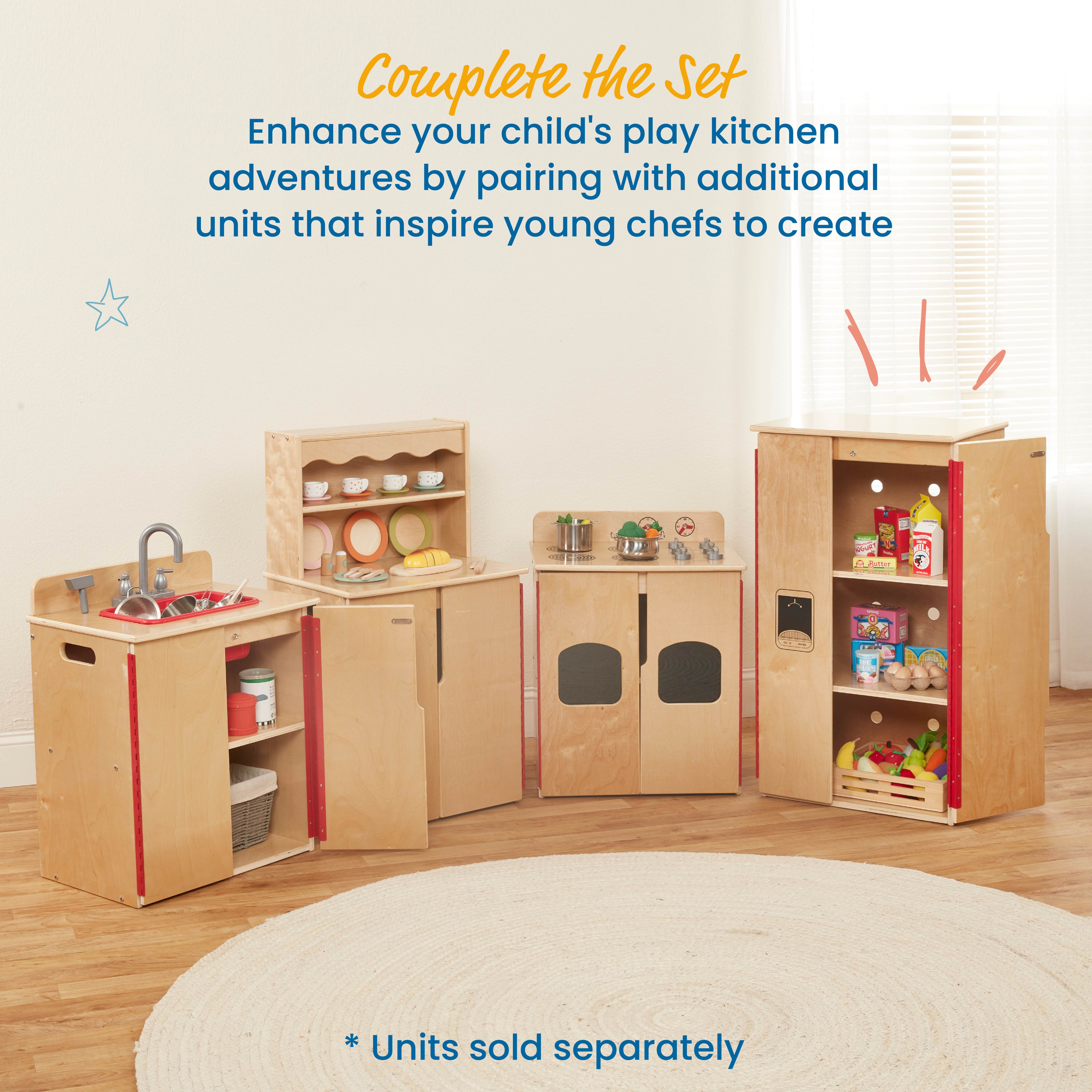 Montessori Toddler Wooden Kitchen Role Play Furniture Infant Daycare Play Set for Nursery Activity Center Learning Set