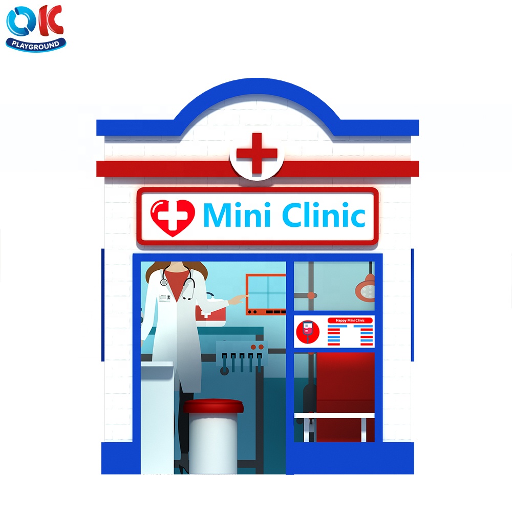 OK Playground Mini Clinic Role Play Game Equipment Indoor Kids Playhouse Wooden