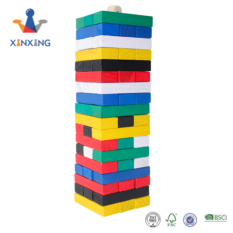 Mini Color Wooden Stacking Board Games Building Blocks for Kids Timber Tower Block Set