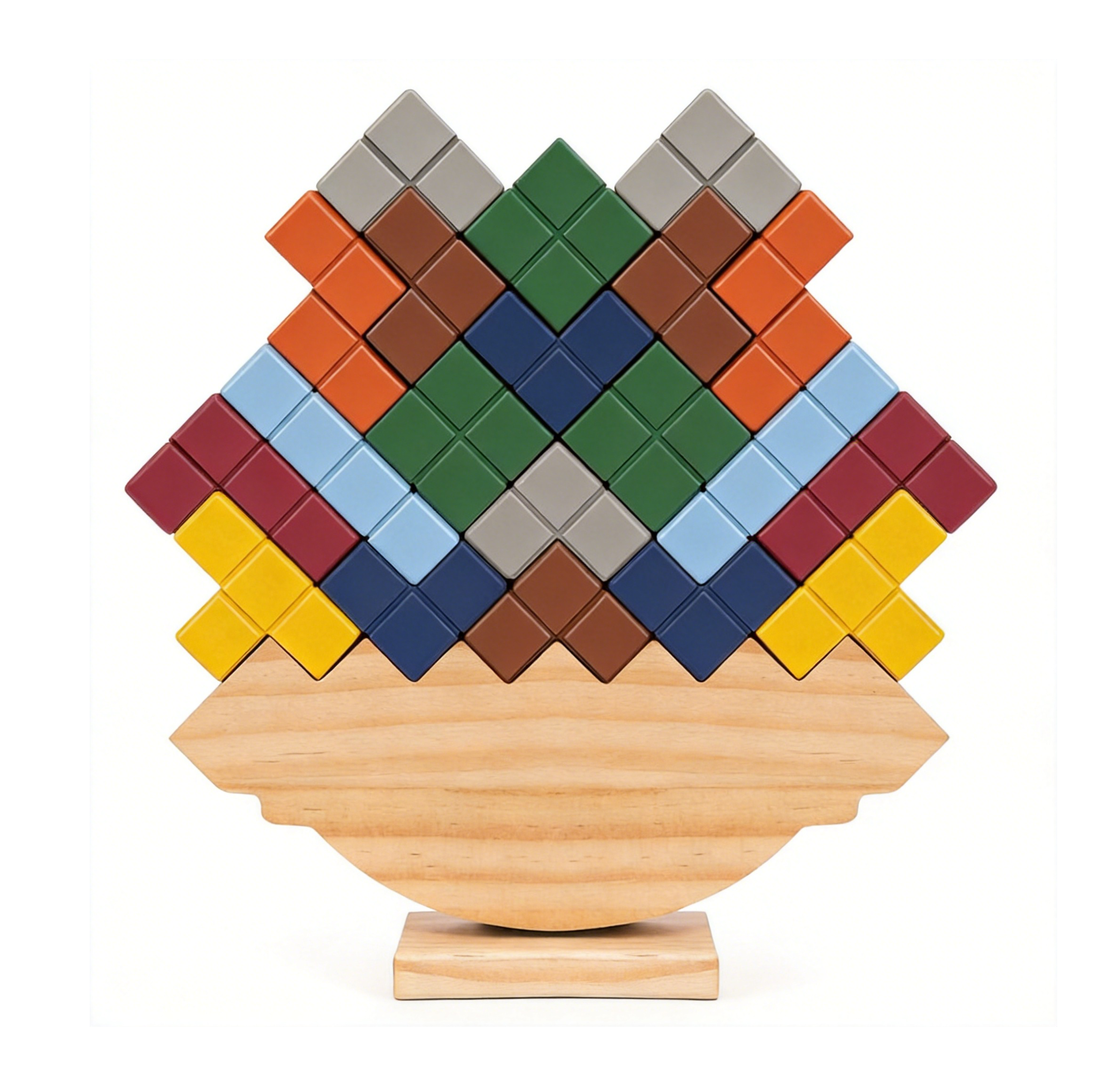 Wooden Tetra Tower Game - 32PCS Stack Attack Game with Building Blocks &amp; Cards, Fun 1+ Players Balance Game