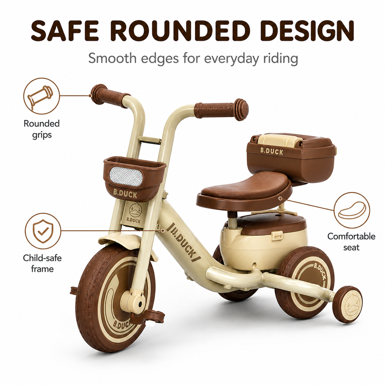 Luddy Baby Balance Bike With Hidden Toy Storage Trunk, 4-Wheel Toddler Push Walker Sliding Car For 1.5-3 Years Old Boys &amp; Girls