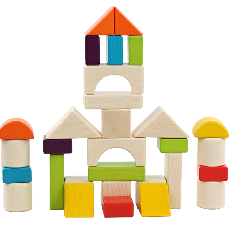 Wooden Cross-border Castle Building Blocks 40-Piece Animal Nature Theme Kindergarten Baby Toys Childrens Educational Blocks