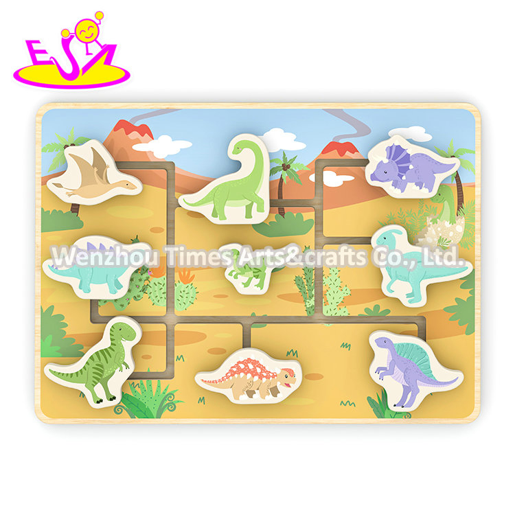 Educational Fine Motor Skills Wooden Dinosaur Maze Toy for Kids W11h144