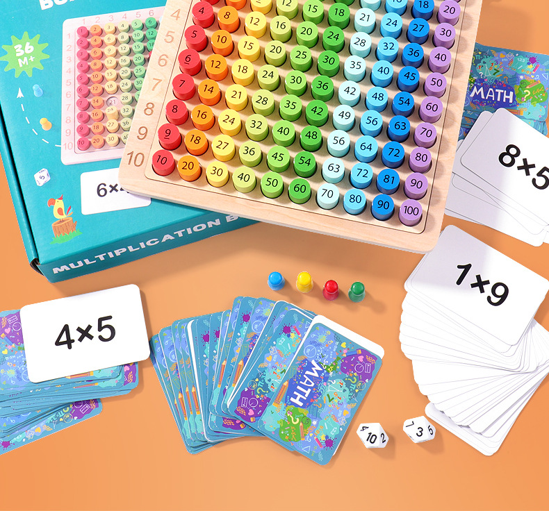 Children Math Learning Toy Montessori Educational Wooden Multiplication Board Game Kids Early Education Wooden Toys