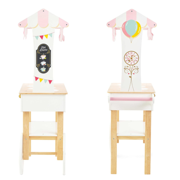 Customization Educational Wooden Toy Role Play Tea &amp; Treats Trolley Wooden Play Food Trolley