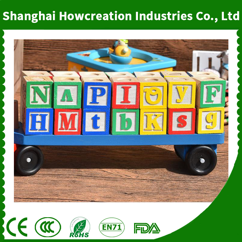 New Arrival Wooden Material Alphabet Blocks Wooden Truck Educational Toy for Kindergartner Students Learning