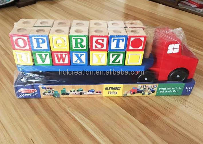 New Arrival Wooden Material Alphabet Blocks Wooden Truck Educational Toy for Kindergartner Students Learning
