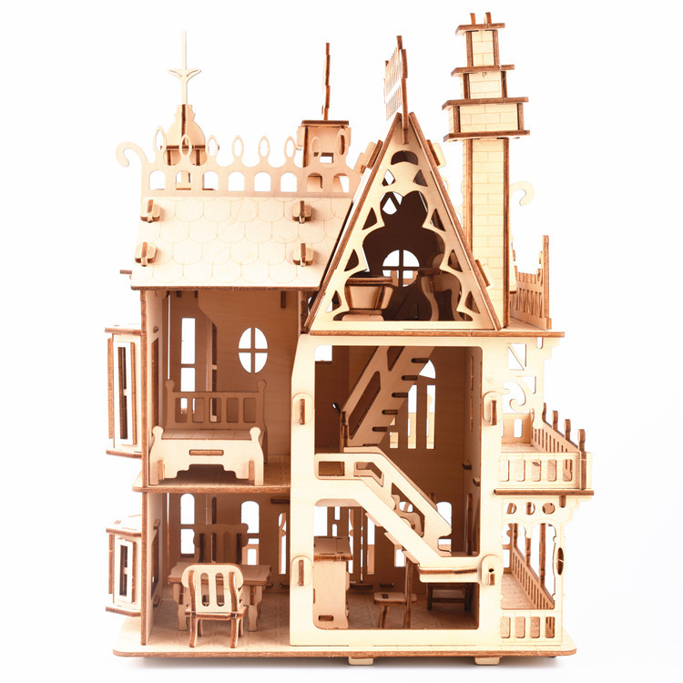 Dreamy Villa 3D Wooden Puzzle Model Educational DIY Toy-Laser Cut Decorative Box STEM Toy for 5 to 7 Years 101-500 Pieces