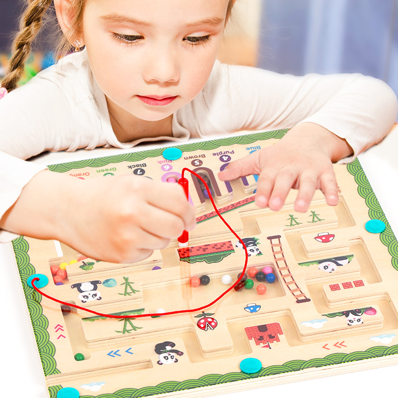 Montessori Early Education Toy for Children - Wooden Color Classification Jigsaw Maze Counting Learning Toy for Toddlers