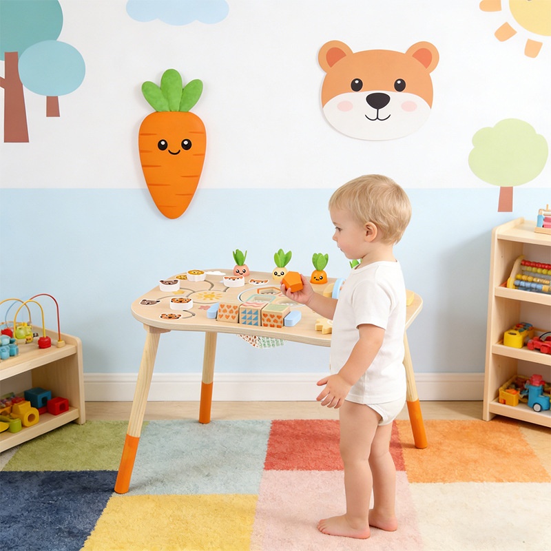 . New Wooden Montessori Multifunctional Busy Board Play Montessori Toddlers Hand-eye Coordination Educational Table Toys