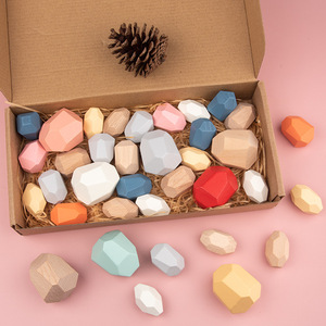 CPC Montessori Toys Wooden Sorting and Stacking 36pcs Wooden rainbow Balancing Stacking Stones