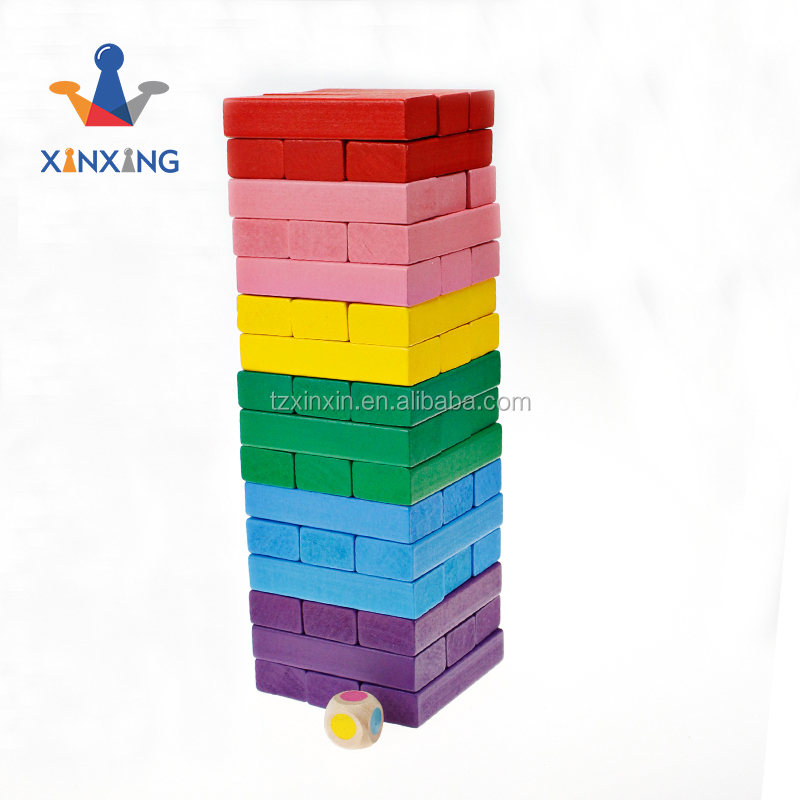 Mini Color Wooden Stacking Board Games Building Blocks for Kids Timber Tower Block Set Detail 1