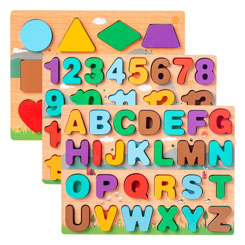 Alphabet Learning Jigsaw Puzzle Toys with Puzzle Boards and Alphabet Blocks for Girls and Boys Preschool Education