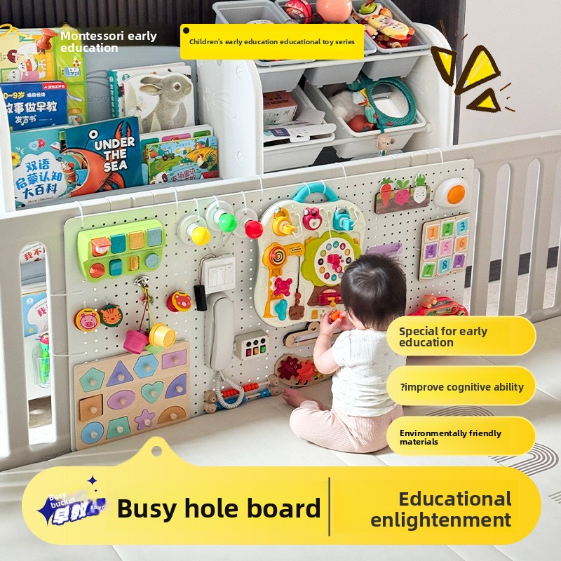 Montessori-Inspired DIY Busy Board for Early Education Wooden Board Science Education Toys for Babies and Children