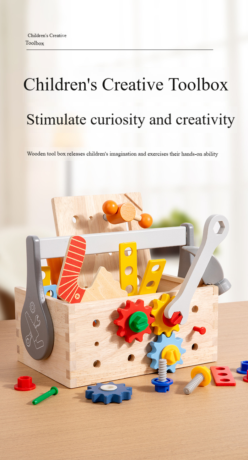 Children's Wooden Toolbox Toy Detail 1