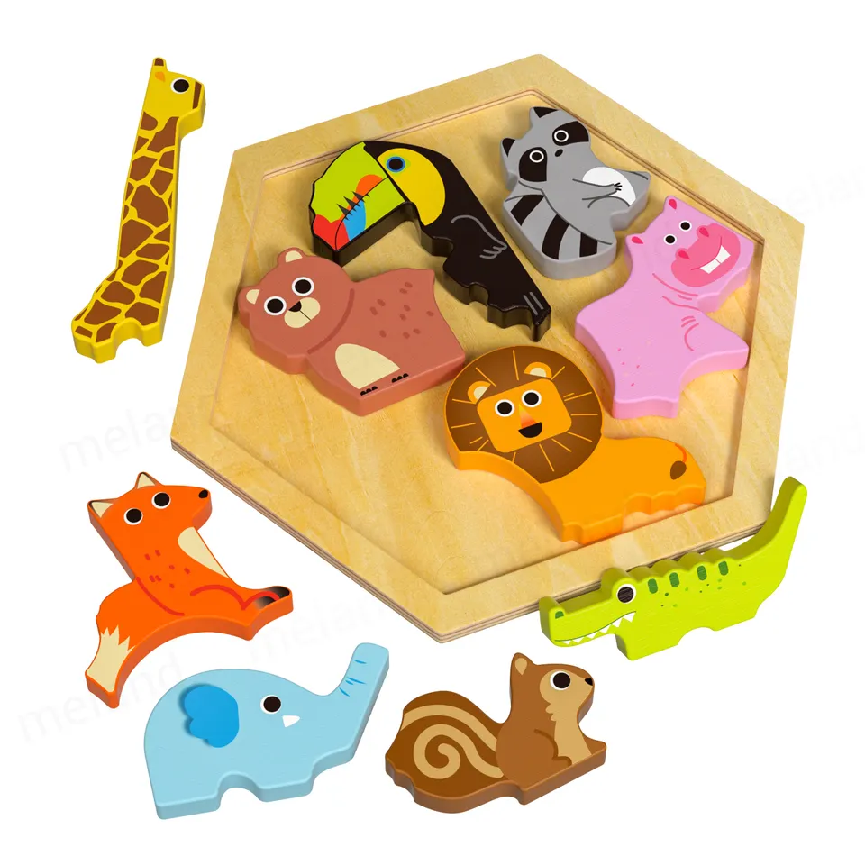 Custom Wooden Puzzle for Kid Animal Puzzle Pattern Blocks Stem Montessori Educational Puzzles