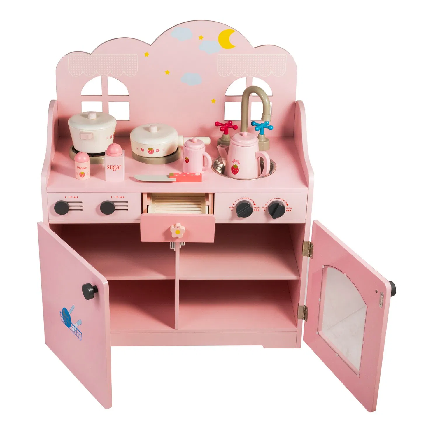 Fine Motor Skill Development Pink Star Kitchen Wooden Toy Set for Kids