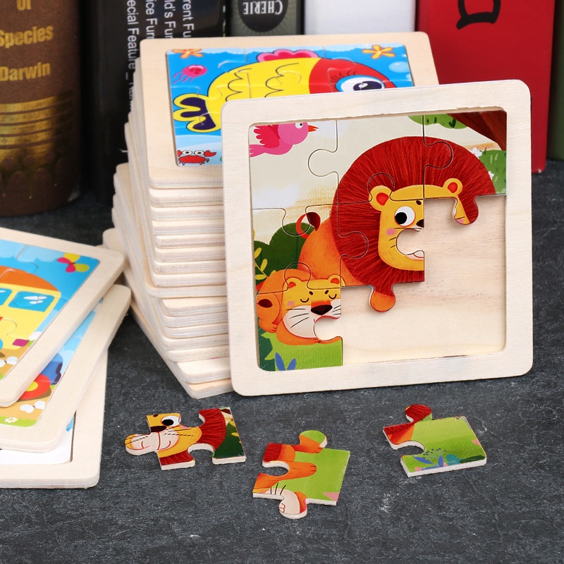 Wholesale Kids Wooden Puzzle Cartoon Animal Traffic Tangram Wood PuzzleToys Educational Jigsaw Toys for Children