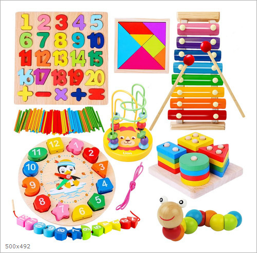 Aijh Early Education Intelligence Building Blocks 5-7 Years Old Unisex Wooden Wound Beads Musical Instrumen Wooden Toys