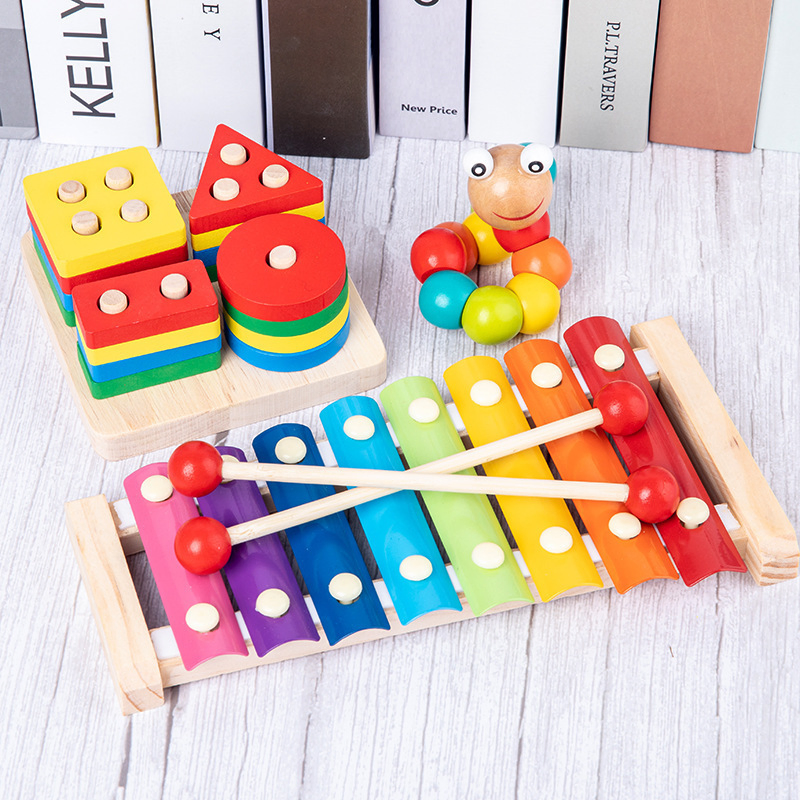 Montessori Educational Wooden Xylophone Eight-Notes Frame Style Musical Funny Toys