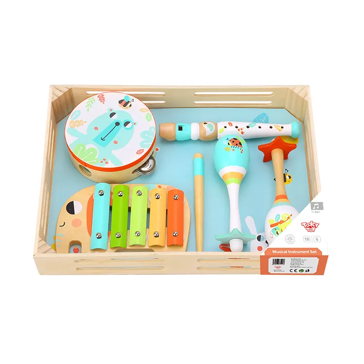 Wooden Musical Instruments Drum Montessori Musical Set Wooden Toy for Child