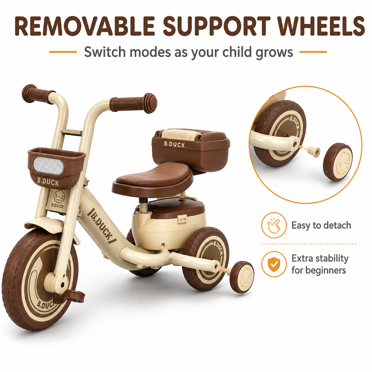 Luddy Baby Balance Bike With Hidden Toy Storage Trunk, 4-Wheel Toddler Push Walker Sliding Car For 1.5-3 Years Old Boys &amp; Girls