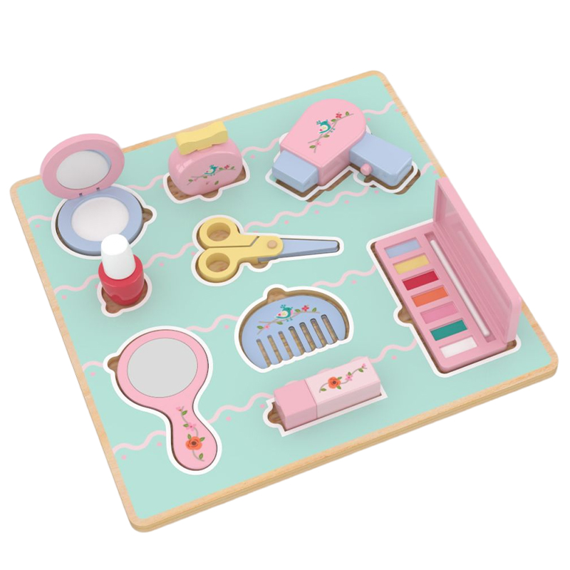 Wooden Toddler Role Play Puzzle Board, Montessori Educational Learning Toy for Fine Motor Skills, Early Development Activity Board for Kids Boys Girls Age 3+
