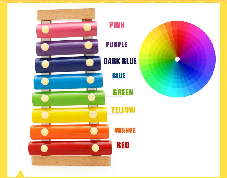 Montessori Educational Wooden Xylophone Eight-Notes Frame Style Musical Funny Toys
