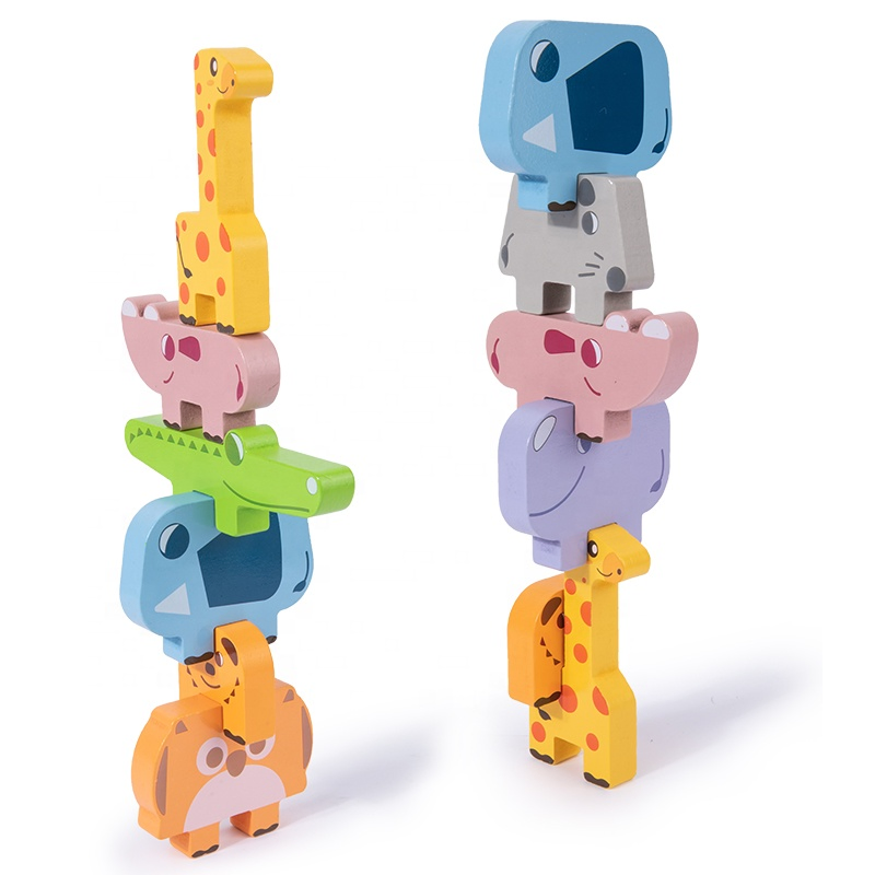 Kids Wooden Blocks Moon Shaped Balance Stacking Toys
